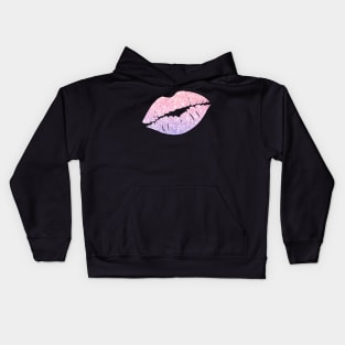 Pastel Pink Purple Ombre Faux Glitter Lips Kids Hoodie